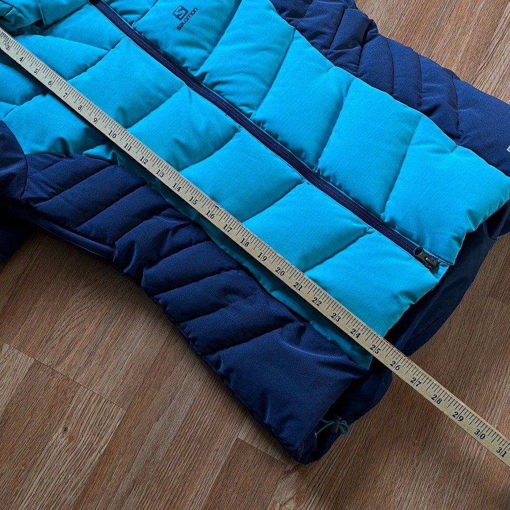 Medium Salomon Icetown Women's Down Ski Jacket Turquoise Navy Blue - Picture 8 of 8